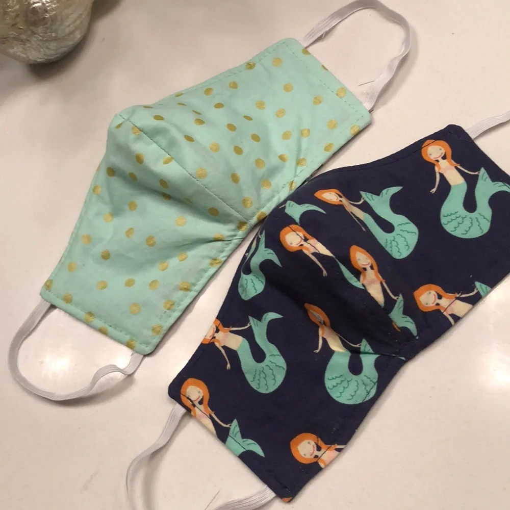 Two Double Layer Reversible Washable Face Masks